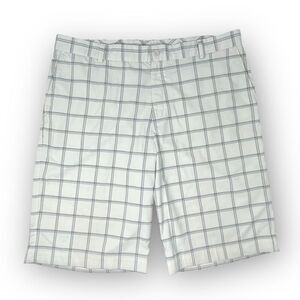 Nike White Black Gray Check Performance Golf Shorts 487306 Men’s Size 36 Flawed